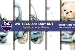 Watercolor Baby Boy Scenes-Paper PNG Product Image 1