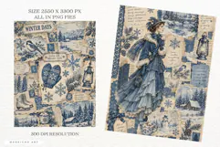 Blue Winter Junk Journal Pages Product Image 3