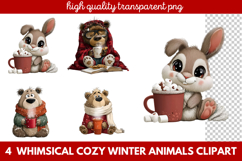 Whimsical Cozy Winter Animals Clipart | Cute Snowy Forest Product Image 1