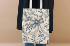 Blue Toile Coquette Bow Seamless Pattern, French Floral Product Image 8