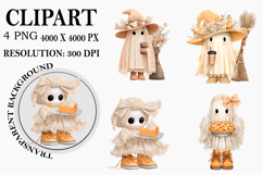 Cozy Fall Halloween Ghosts Clipart Watercolor PNG Product Image 1
