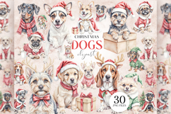 Christmas Dogs Clipart, Vintage PNG Product Image 1
