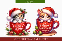 Cute Christmas Cat clipart, Cat Sublimation bundle Product Image 4