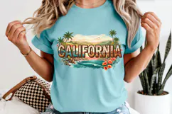 California State PNG, Vintage Coastal Sunset Sublimation Product Image 1