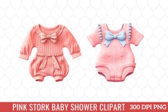 Pink Stork Baby Shower Clipart Sublimation Product Image 9
