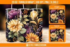 Flowers Tumbler Wrap Designs, Sublimation Wrap Product Image 1
