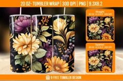 Flowers Tumbler Wrap Designs, Sublimation Wrap Product Image 1
