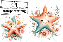 Whimsical Summer Starfish Clipart Watercolor PNG Product Image 1