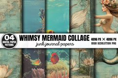 Whimsy Mermaid Collage Journal Paper PNG Product Image 1
