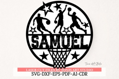 Basketball Round Name Sign SVG Laser Cut Product Image 1