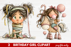 Birthday Girl Clipart | Cute Celebration PNG Illustration Se Product Image 1