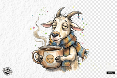 Whimsical Farm Animals Drink Coffee Clipart Product Image 1