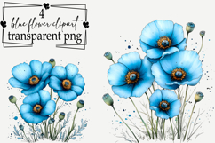 Whimsical Blue flower clipart Watercolor PNG Product Image 1