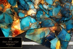 Seamless Abstract Digital Paper, Cyan and Gold Veins Product Image 2