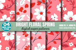 Bright Floral Spring Digital Paper Background Bundle PNG Product Image 9