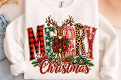 Merry Christmas Reindeer Plaid Leopard PNG Product Image 1