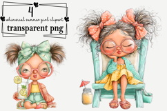 whimsical summer girl clipart Watercolor PNG Product Image 1