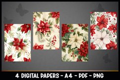 4 Digital Papers Vintage Christmas Florals I Vintage Theme Product Image 2