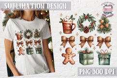 Christmas Coquette Bow PNG Holidays Funny Watercolor Product Image 1