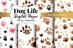 Dog Paw Digital Paper Seamless Scrapbook Paper Product Image 1