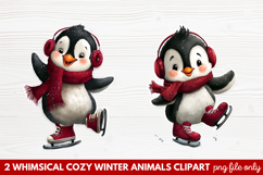 Whimsical Cozy Winter Animals Clipart | Cute Snowy Forest Product Image 1