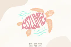 Cozumel word art in the Shape of Sea Turtle SVG Cut Product Image 1