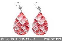 Hearts Earring Sublimation. Hearts Teardrop Earring Design Product Image 1