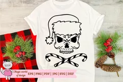 Skull Santa hat with svg, christmas shirt for man svg Product Image 1