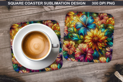 Flowers Coaster Sublimation, Spring Coaster PNG Design Product Image 1