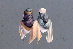 Hijabi Best Friends Clipart, Arab art, Best friends clipart Product Image 2