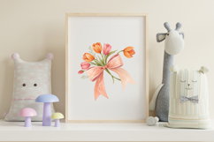 Peach Tulip Coquette Bow Clipart Product Image 7