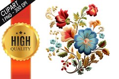 Embroidery Jacobean flowers Sublimation Clipart Bundle Product Image 5