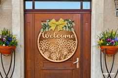 Welcome Floral Door Sign SVG Bundle | Wooden Door Hanger Product Image 8