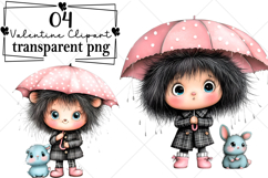 Whimsical Forest Valentine Animals Clipart Watercolor PNG Product Image 1
