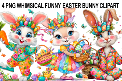 Whimsical Funny Easter Bunny Clipart Watercolor png Product Image 1