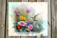 Watercolor Hummingbird | Sublimation skinny tumbler designs Product Image 8