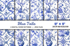 Blue Toile Digital Paper JPG Product Image 1