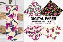 Fuchsia Flowers Pattern Digital Paper- Flowers Background Product Image 1