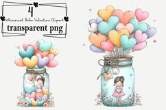 Whimsical Boho Valentine Clipart Watercolor PNG Product Image 1