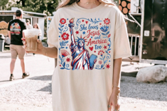 She loves Jesus and America too PNG T-Shirt|4th of July PNG Product Image 8