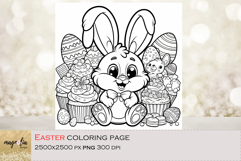 Easter Bunny Coloring Pages for Kids, Easter png Product Image 1