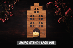 3D House Christmas Candle Holder Laser Cut Design Product Image 1