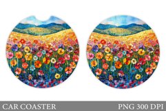 Wildflowers Car Coaster Sublimation. Flowers Car Coaster Product Image 1