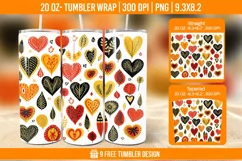 3D Cute Heart Tumbler Wrap Designs, Sublimation Wrap Product Image 1