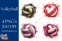 Volleyball Clipart PNG with Team Color Paint Splash Design Product Image 1