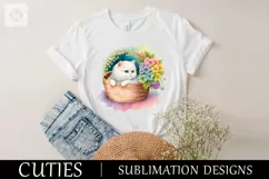 Cute White kittens. Watercolor, print design PNG Product Image 5