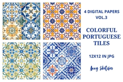 4 Colourful Portuguese Tiles Azulejos Bright Mediterranean Product Image 1