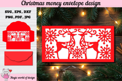 Christmas deer Money Envelope svg, Papercut Gift Card Product Image 1