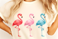 Preppy Flamingo Trio PNG, Hello Summer Flamingo PNG, Summer Product Image 3