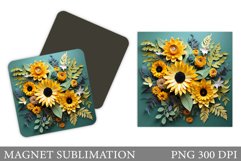 Sunflowers Magnet. Flowers Magnet Sublimation Product Image 1